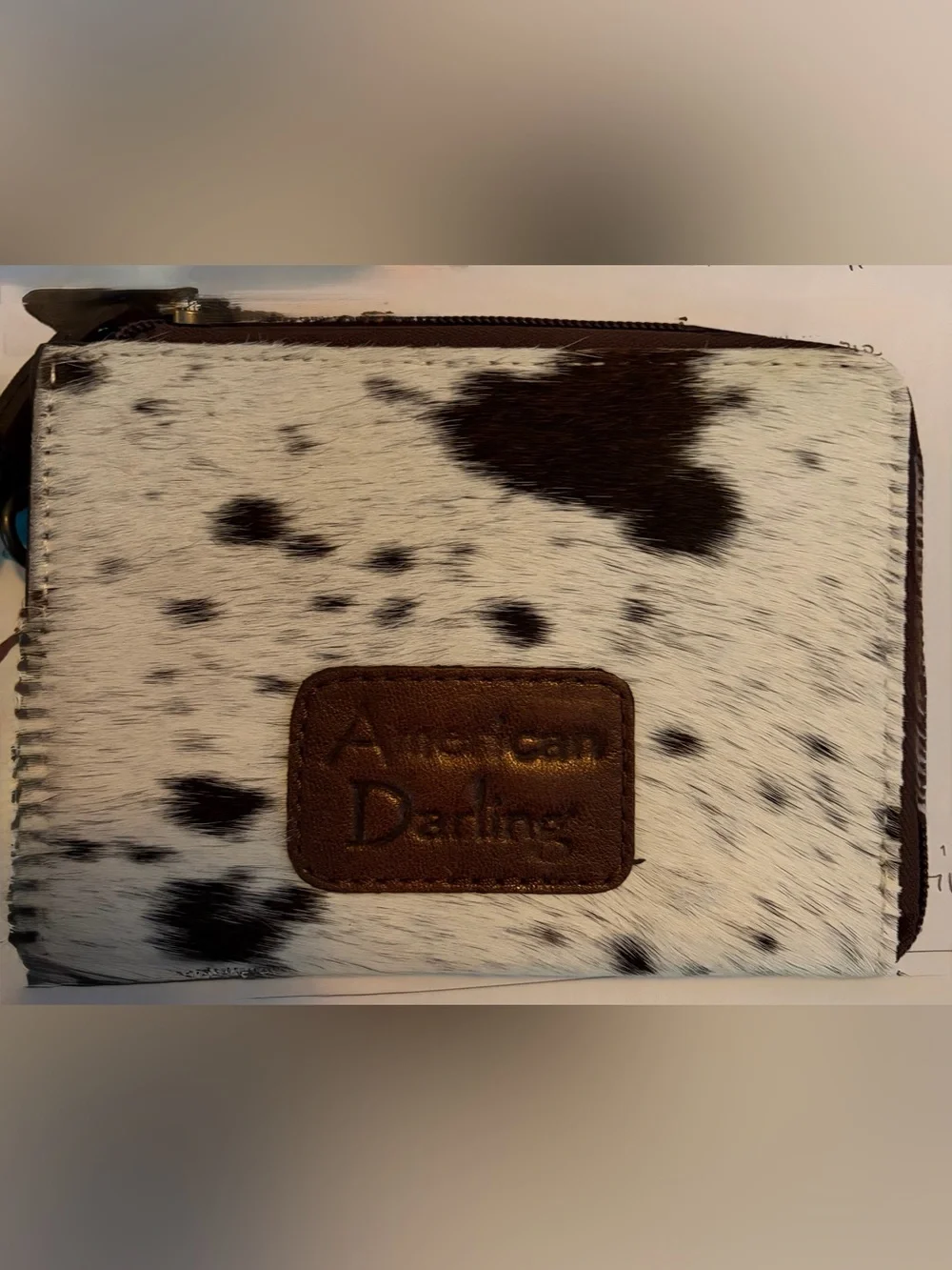 Western Wristlet Cowhide Wristlet Wallet in Black, Dark Brown and White